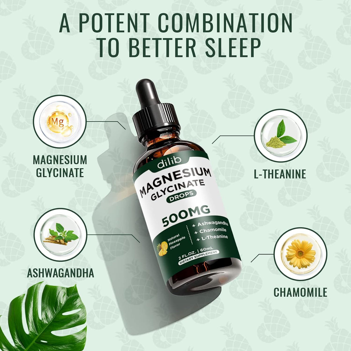 Glicinato de magnesio 500 mg Calma y alivio del estrés