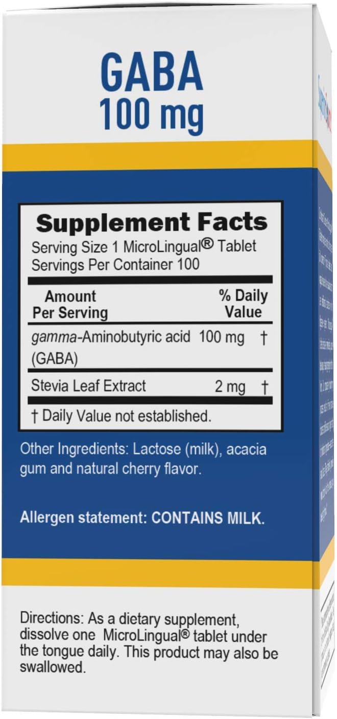 Suplemento GABA microlingües de 100 mg de disolución rápida