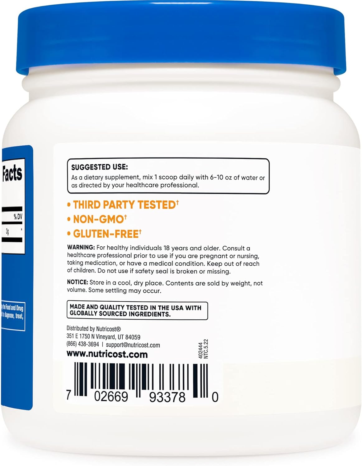 Suplemento Polvo puro de L-citrulina (base) 21.16 oz