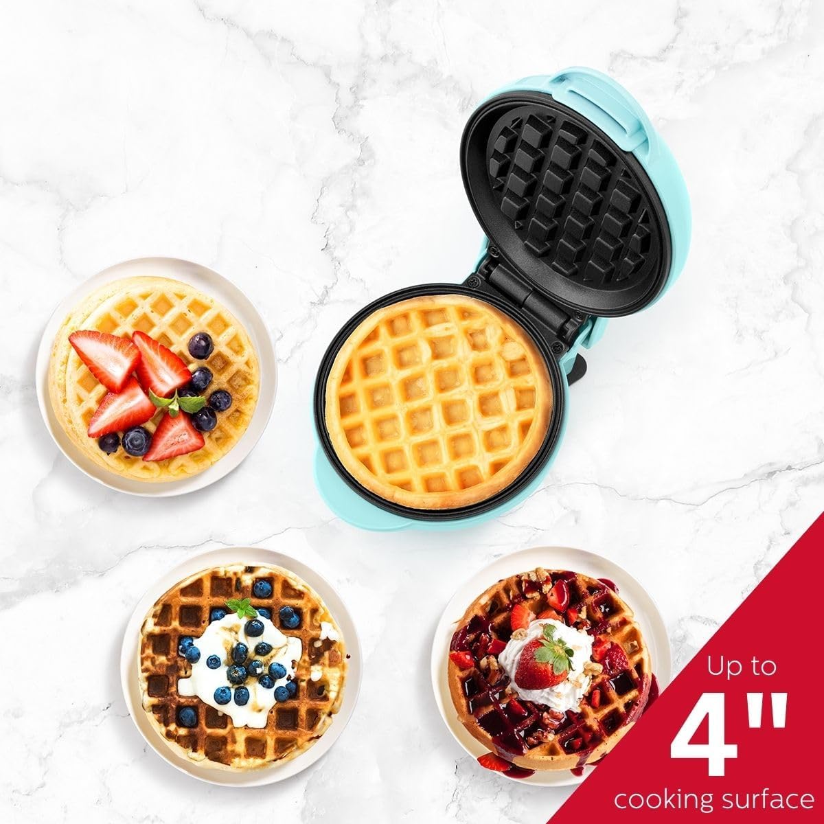 Mini Waffle Maker Holstein, Antiadherente, 4 pulgadas, Rápido