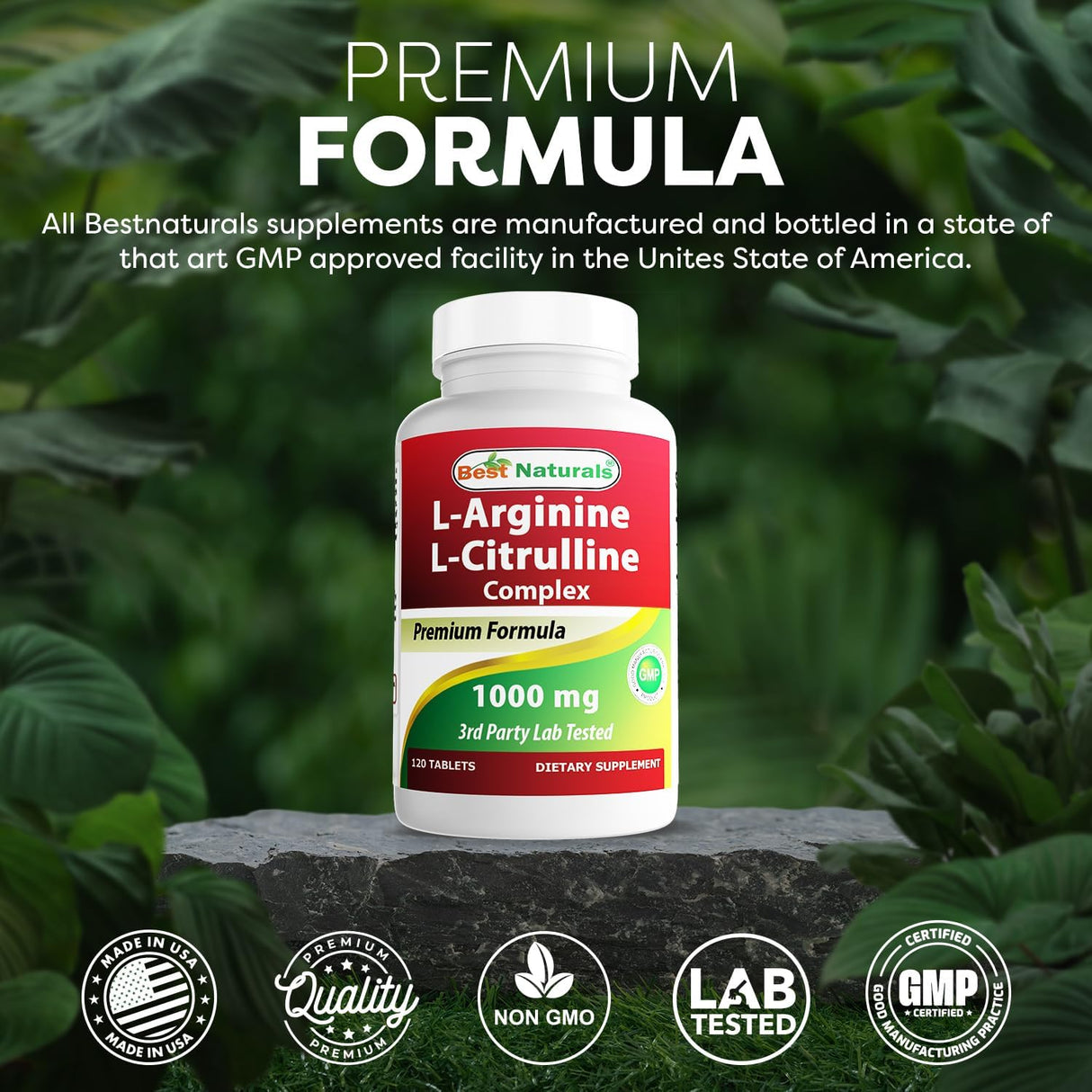 Complejo Arginina Citrulina 1000 Mg 120 Tabletas Best Naturals