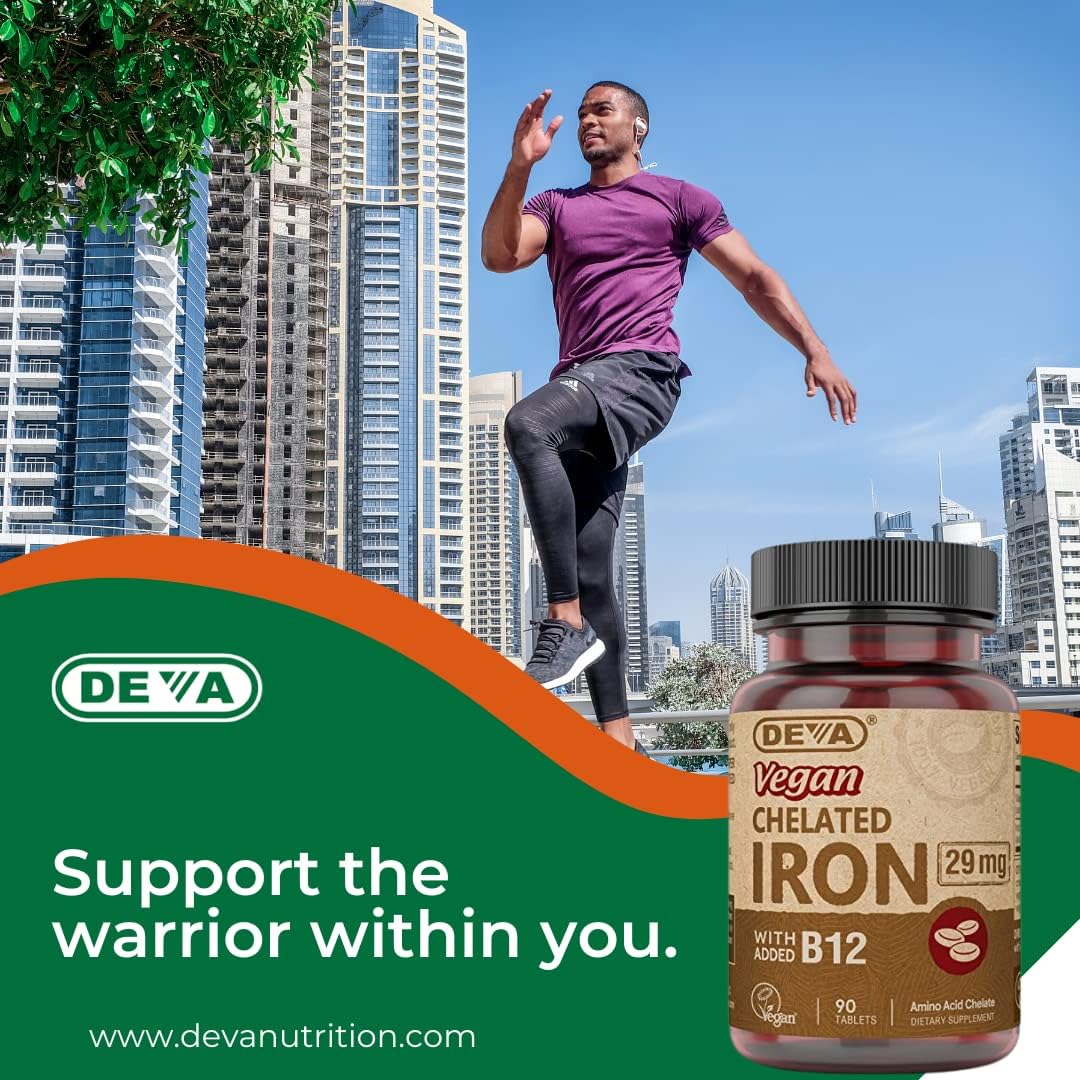 Deva Nutrition Iron Vegano 29 mg B-12 Fuerte 90 Tabletas