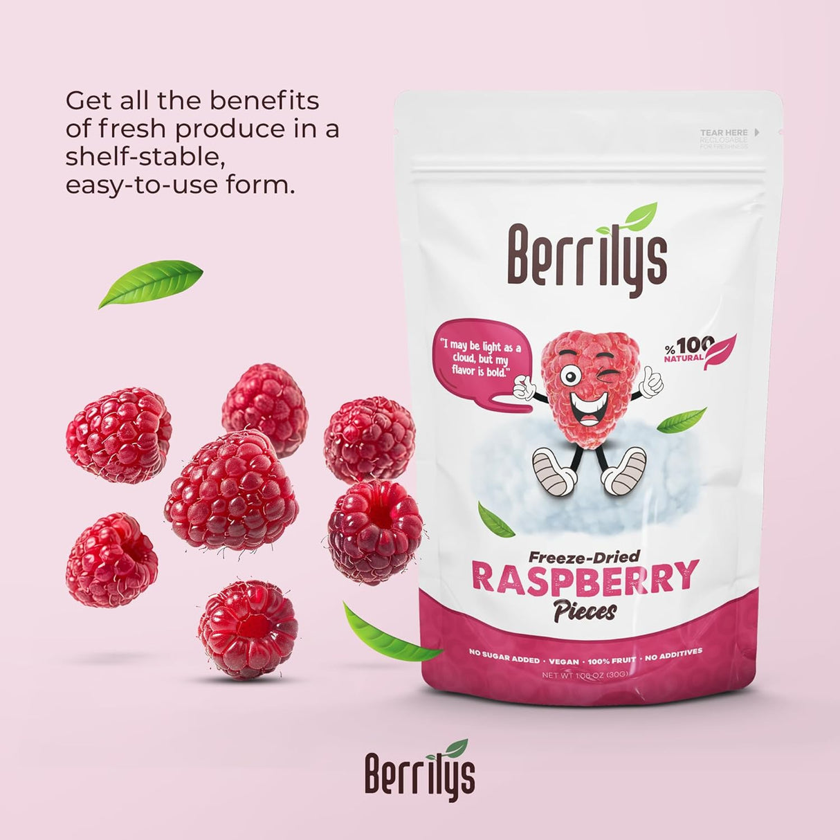 Berrilys Frambuesas Liofilizadas, 1.05 oz, Sabor Irresistible