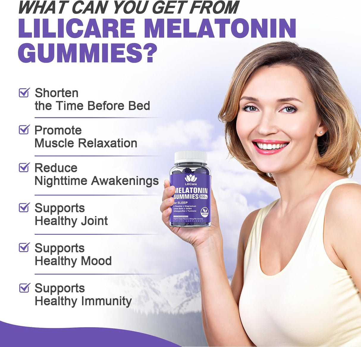 Suplemento Gomitas de magnesio para adultos con L-teanina