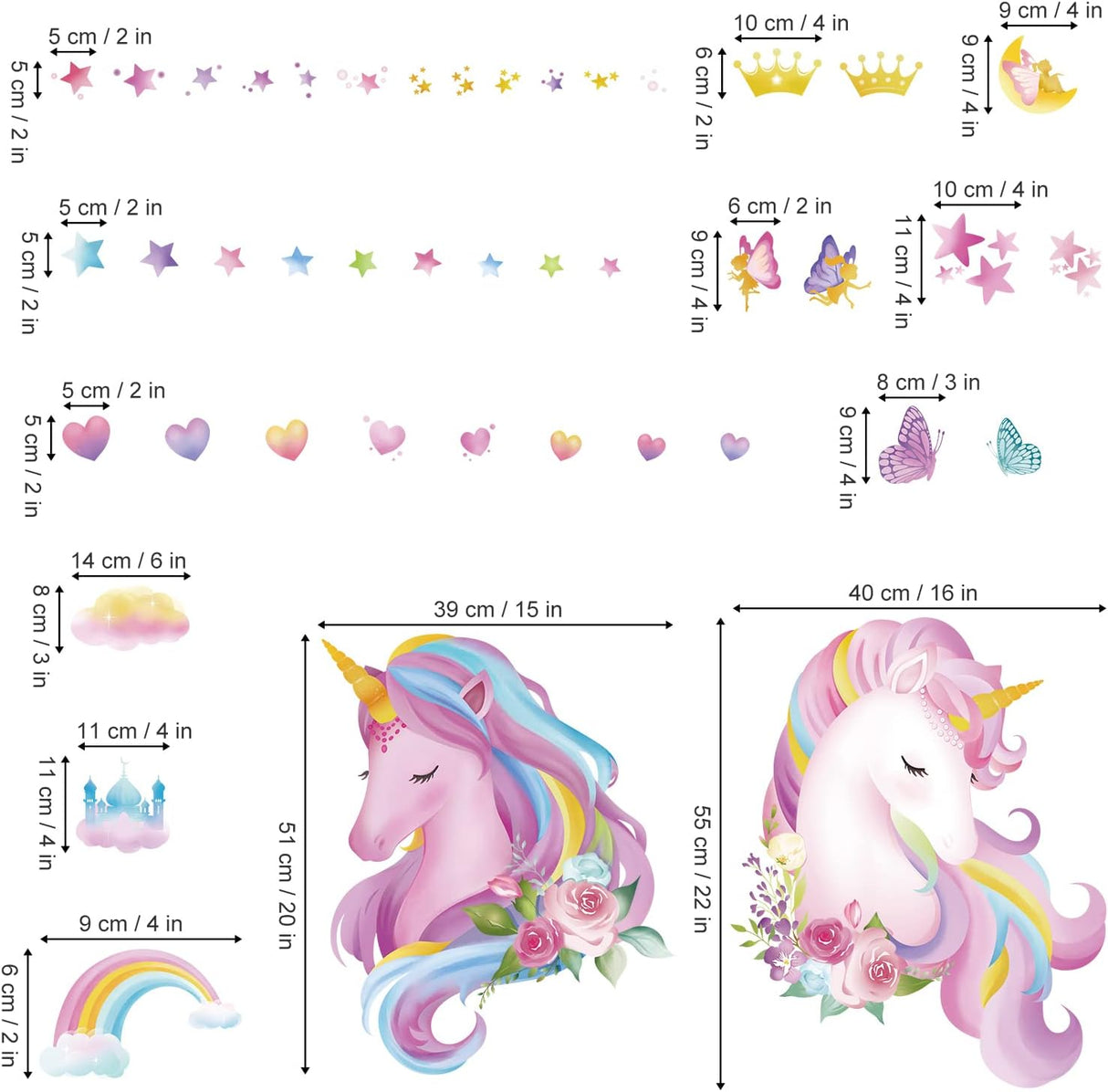 Decalmile Vinilos de Pared Unicornio para Habitaciones Infantiles