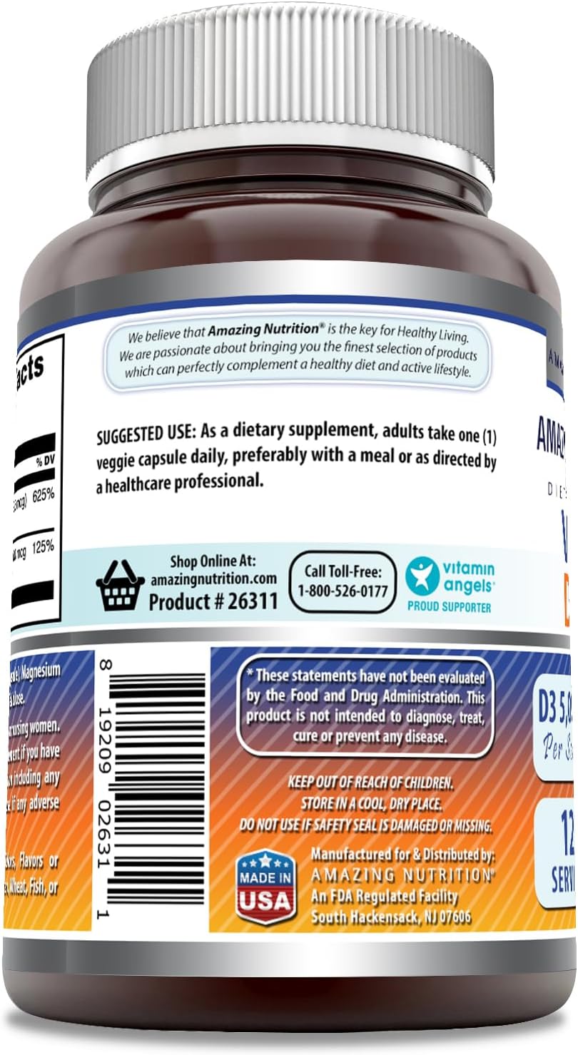Suplemento de Vitamina D3 5000 IU - Amazing Formulas 120 Caps