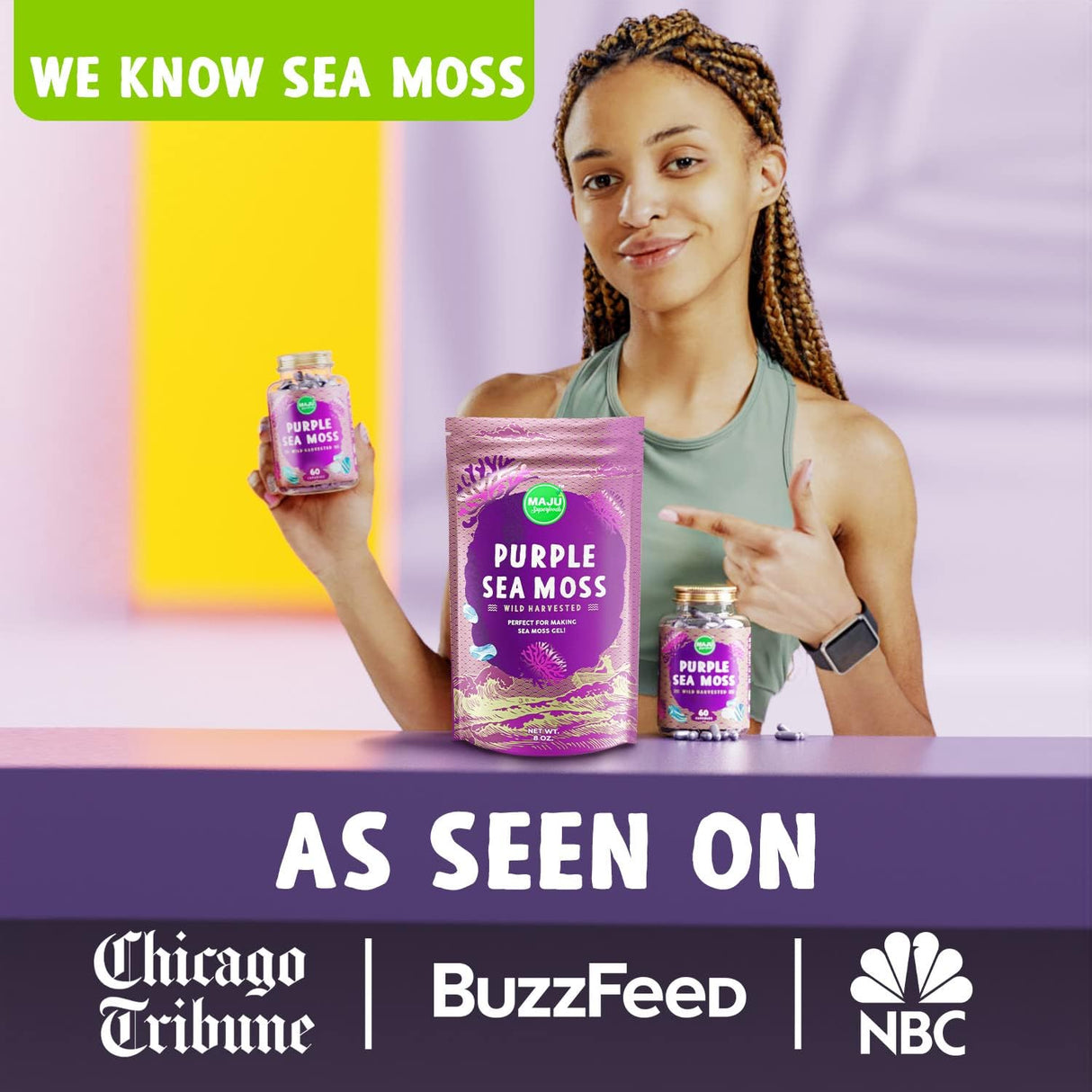 Capsulas de Musgo de Mar Purple MAJU, Extra-Strength, 60 ct