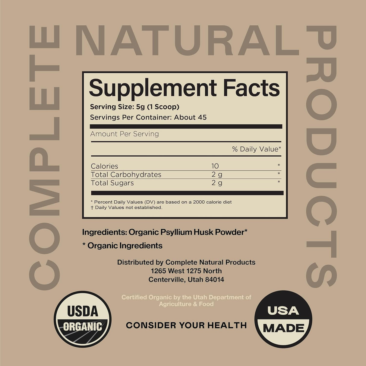 Polvo de Psyllium Orgánico - Suplemento de Fibra 10oz