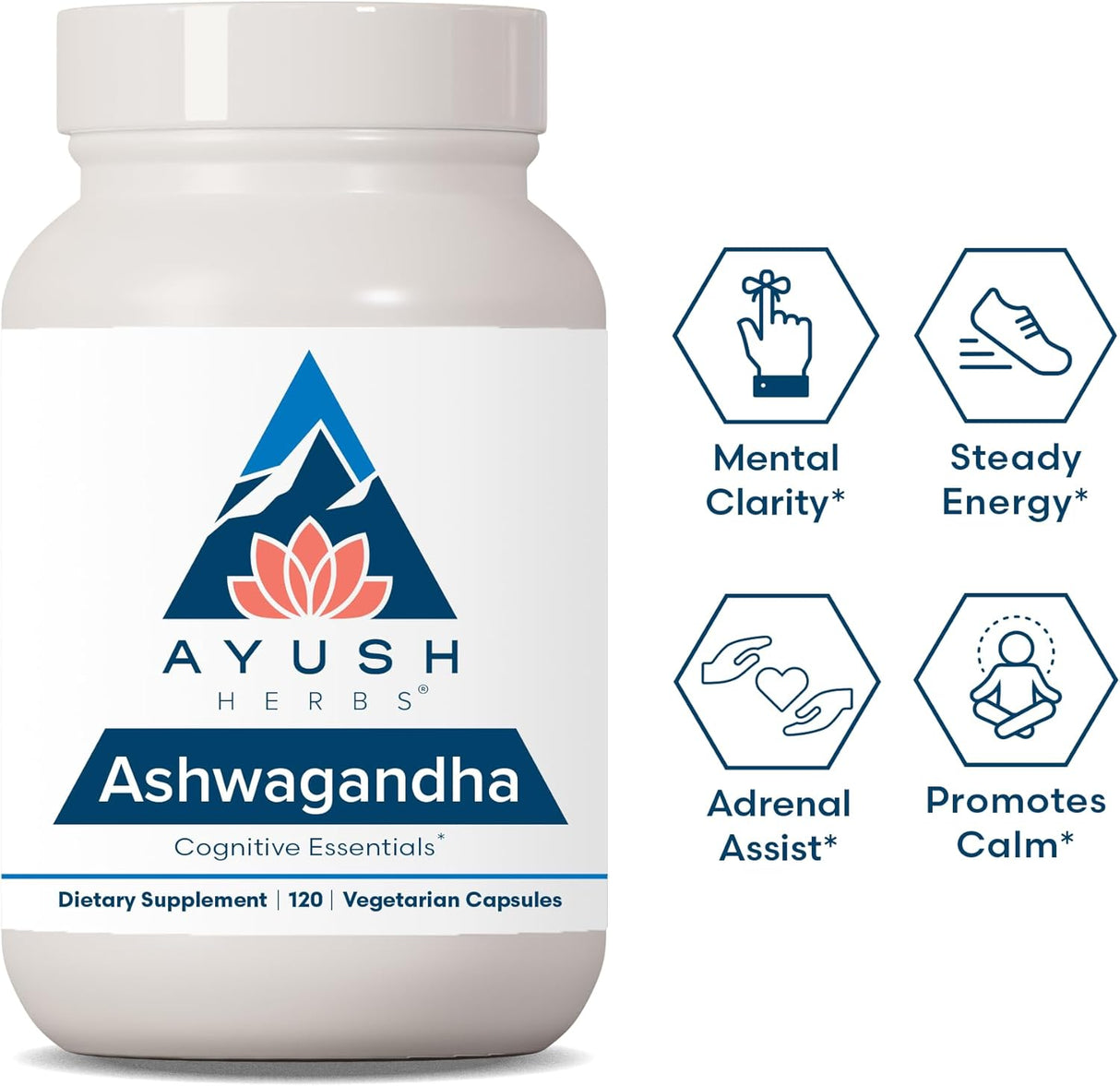 Suplemento de Ashwagandha, Ayush Herbs, 120 cápsulas veganas