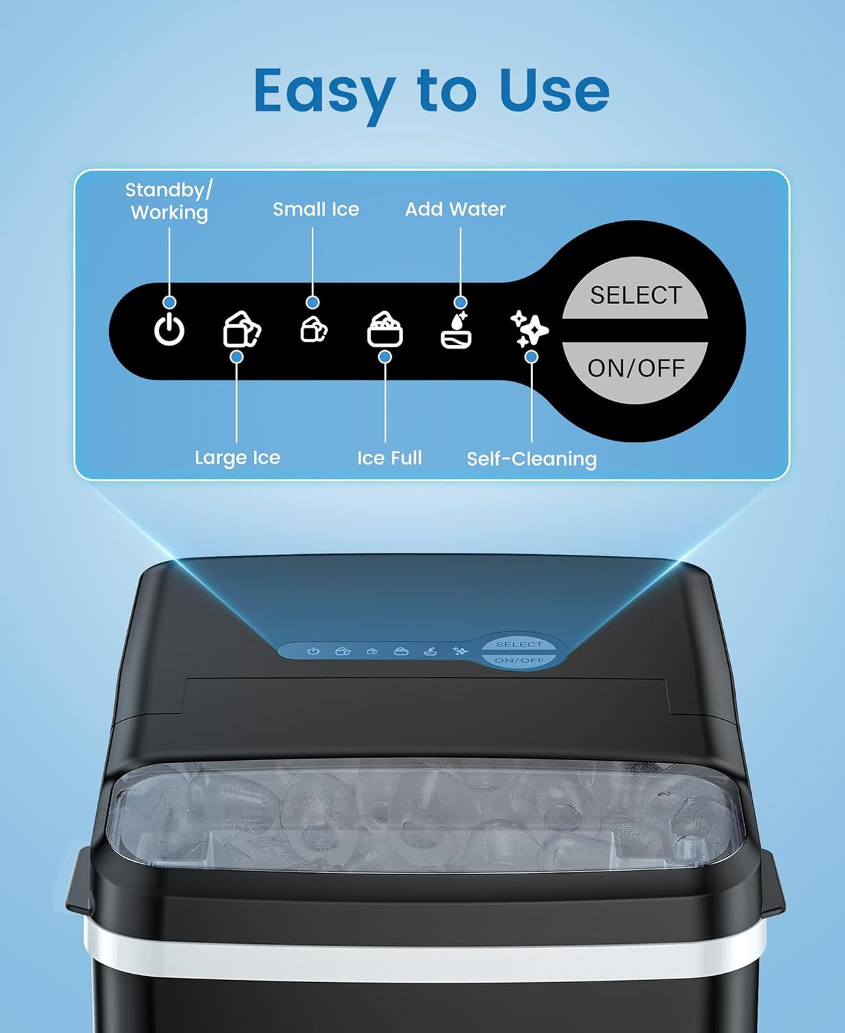 Máquina de hielo autolimpiante con cesta Z4701-BLACK COWSAR