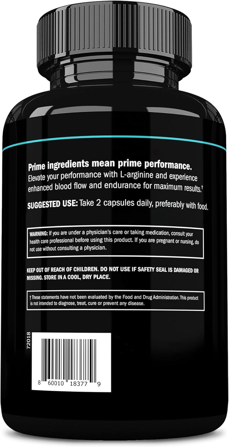 L-Arginina Prime Labs 1500mg - Flujo Sanguíneo y Energía
