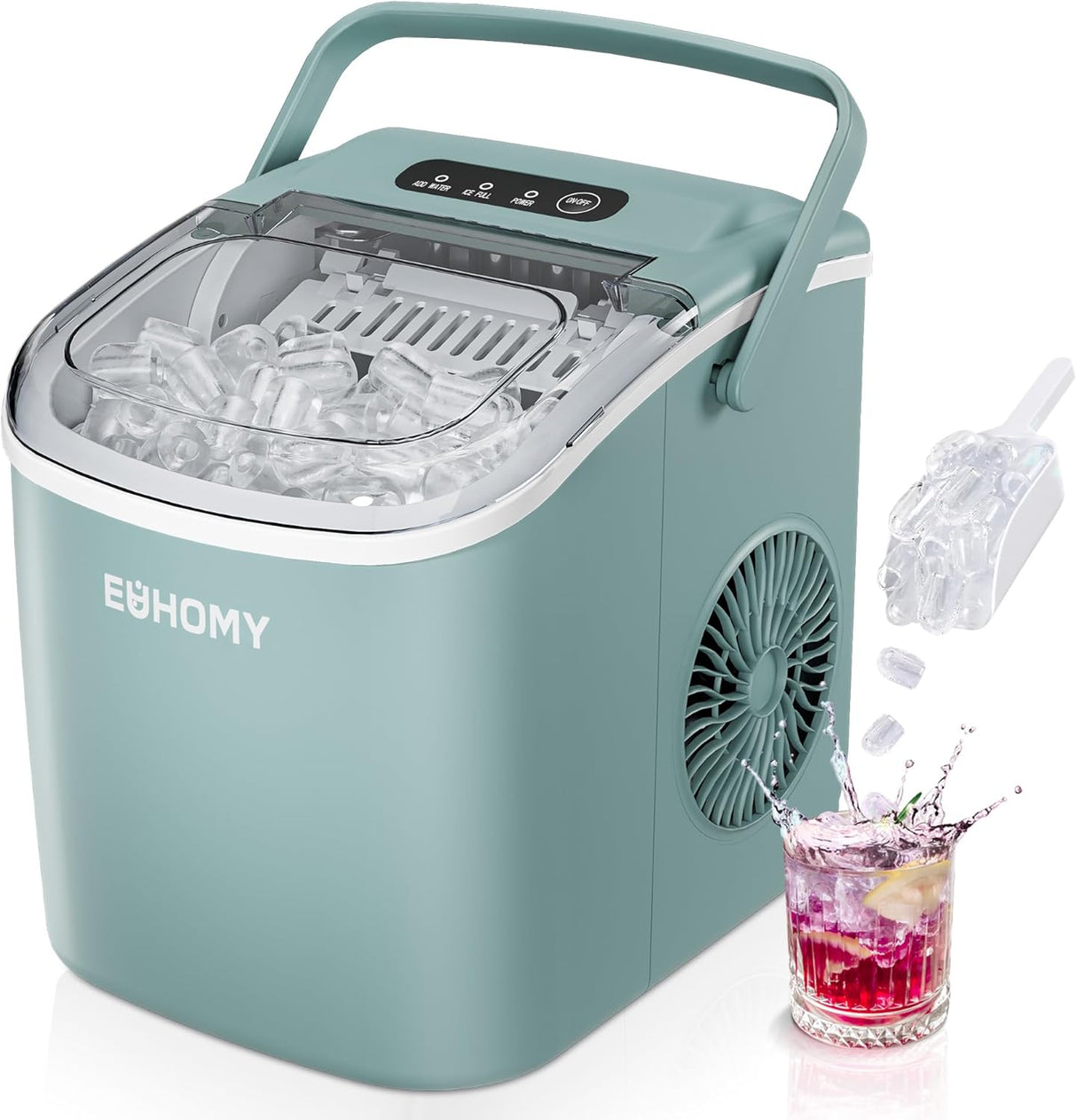 Máquina de Hielo EUHOMY, 26lbs/día, 9 cubos en 6 mins