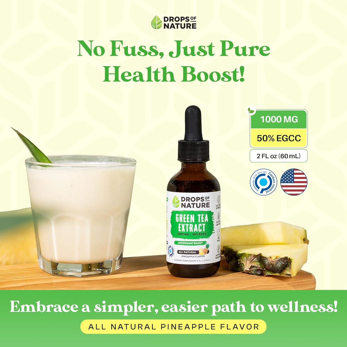 Suplemento Extracto de té verde – 1000 mg 50% EGCG 2 oz.