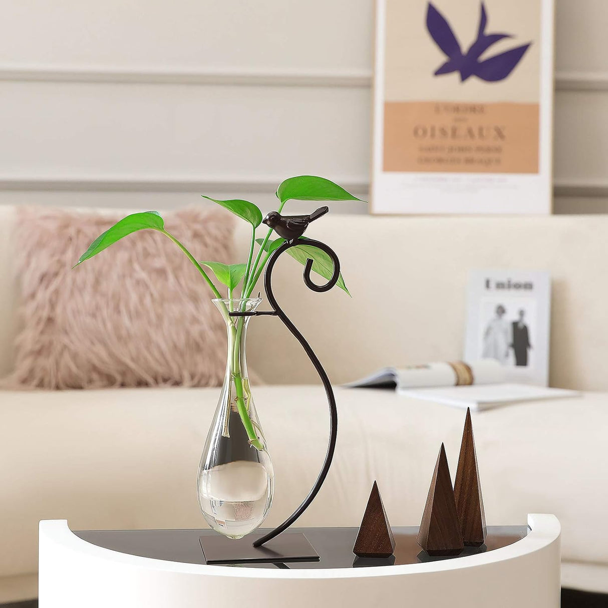 Marbrasse - Jarrón hidropónico de cristal de sobremesa