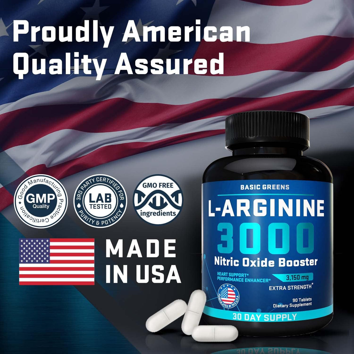 Suplemento L arginina para hombres y mujeres 90 tabletas