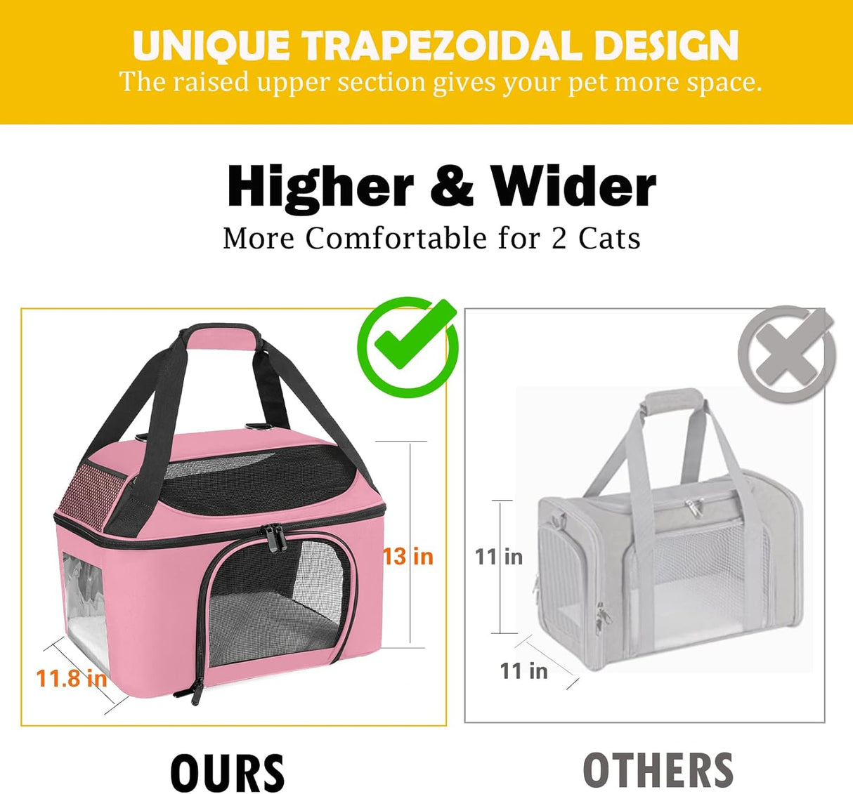 Transportín grande para 2 gatos, Oeko-TEX, aprobado TSA