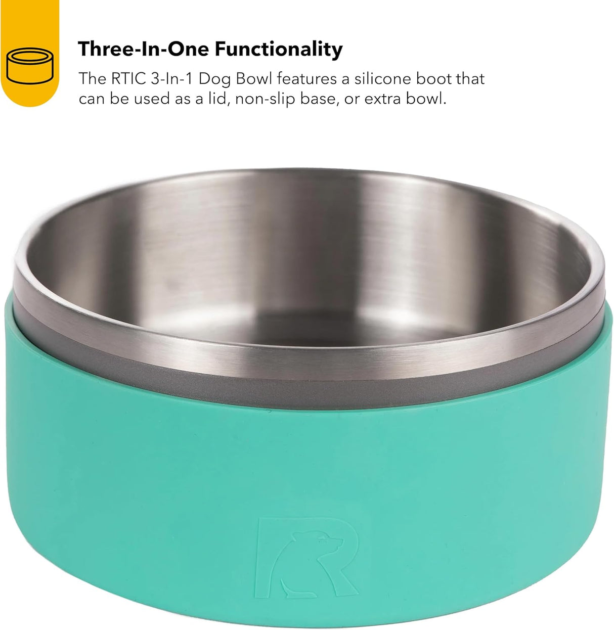 Tazón 3-en-1 RTIC para perros, acero inoxidable, portátil.