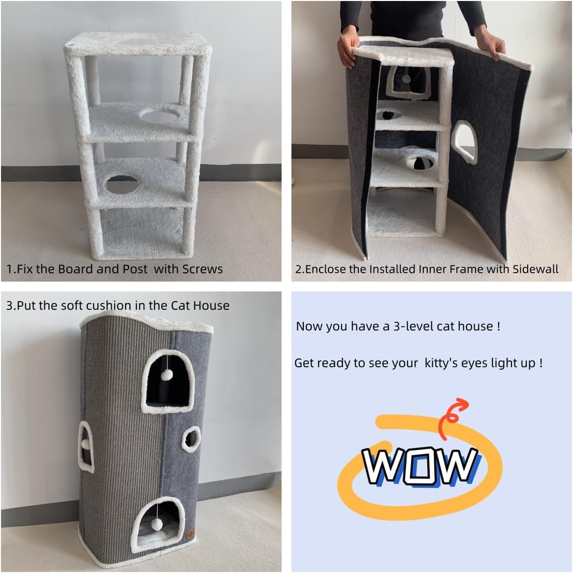 Casa para Gatos de 4 Niveles, Muebles para Mascotas, Modelo 2023