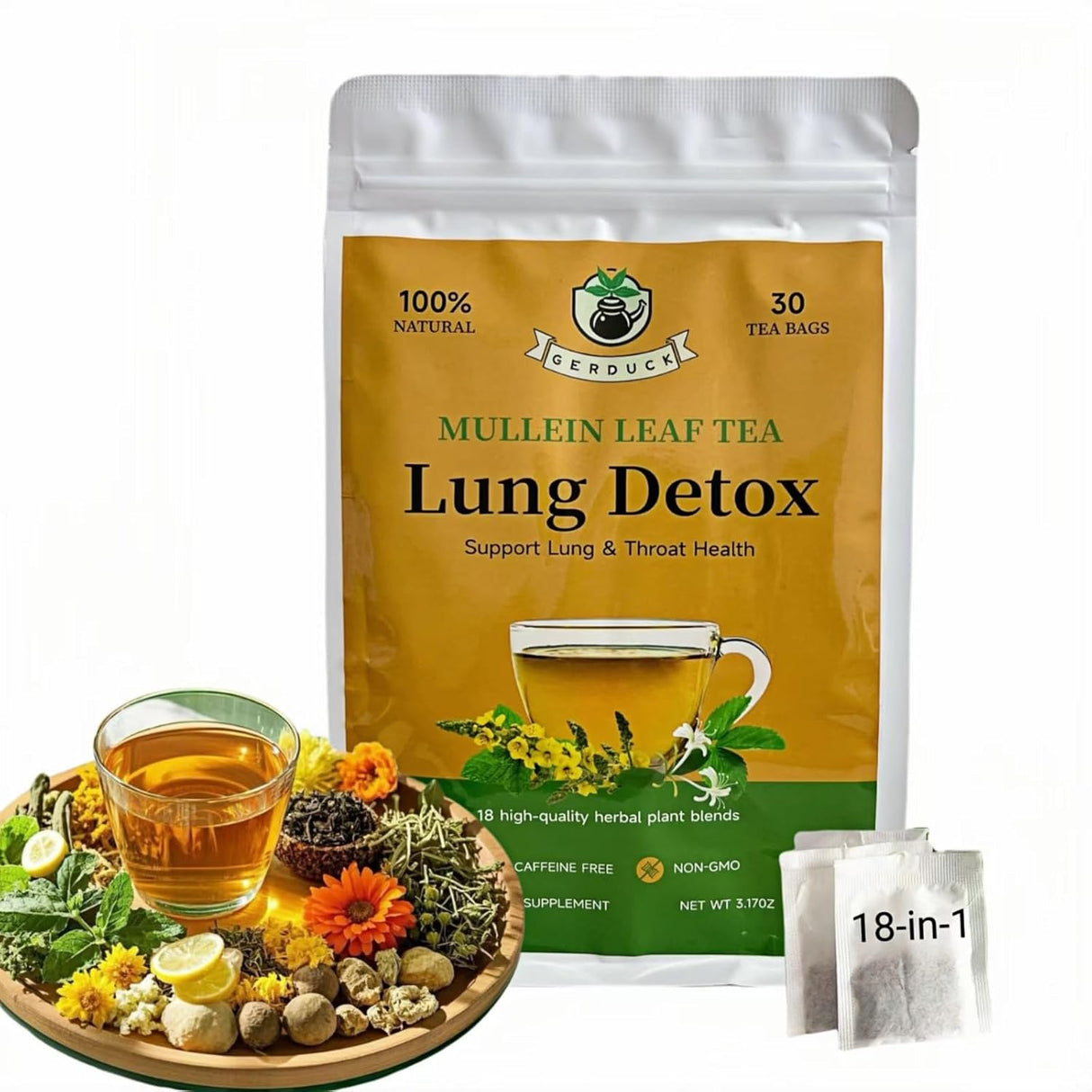 Té Detox de Pulmones Gerduck - 30 Bolsitas, Sin Cafeína