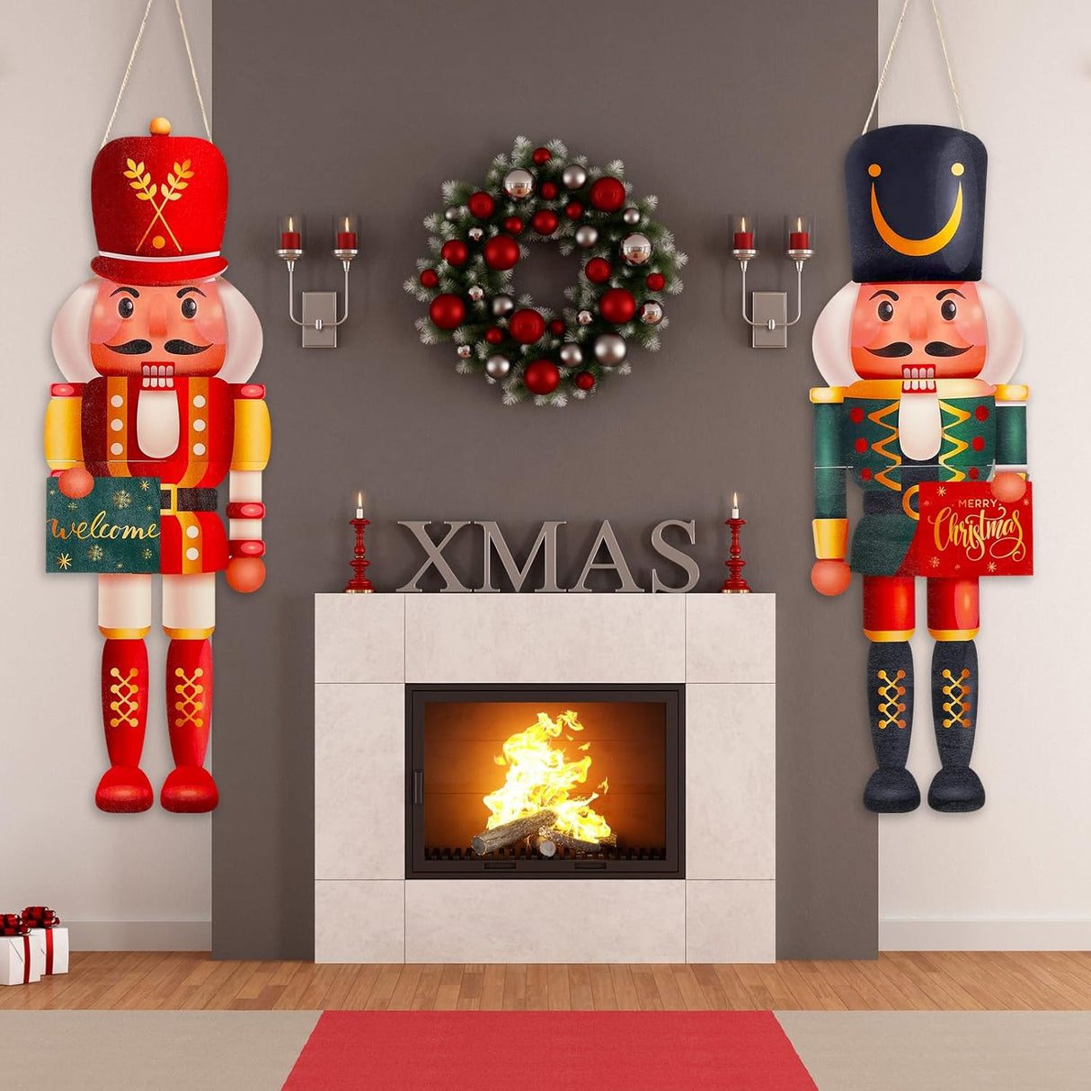 Decoración de Navidad Hiboom, Soldados de Madera, 2 Pcs