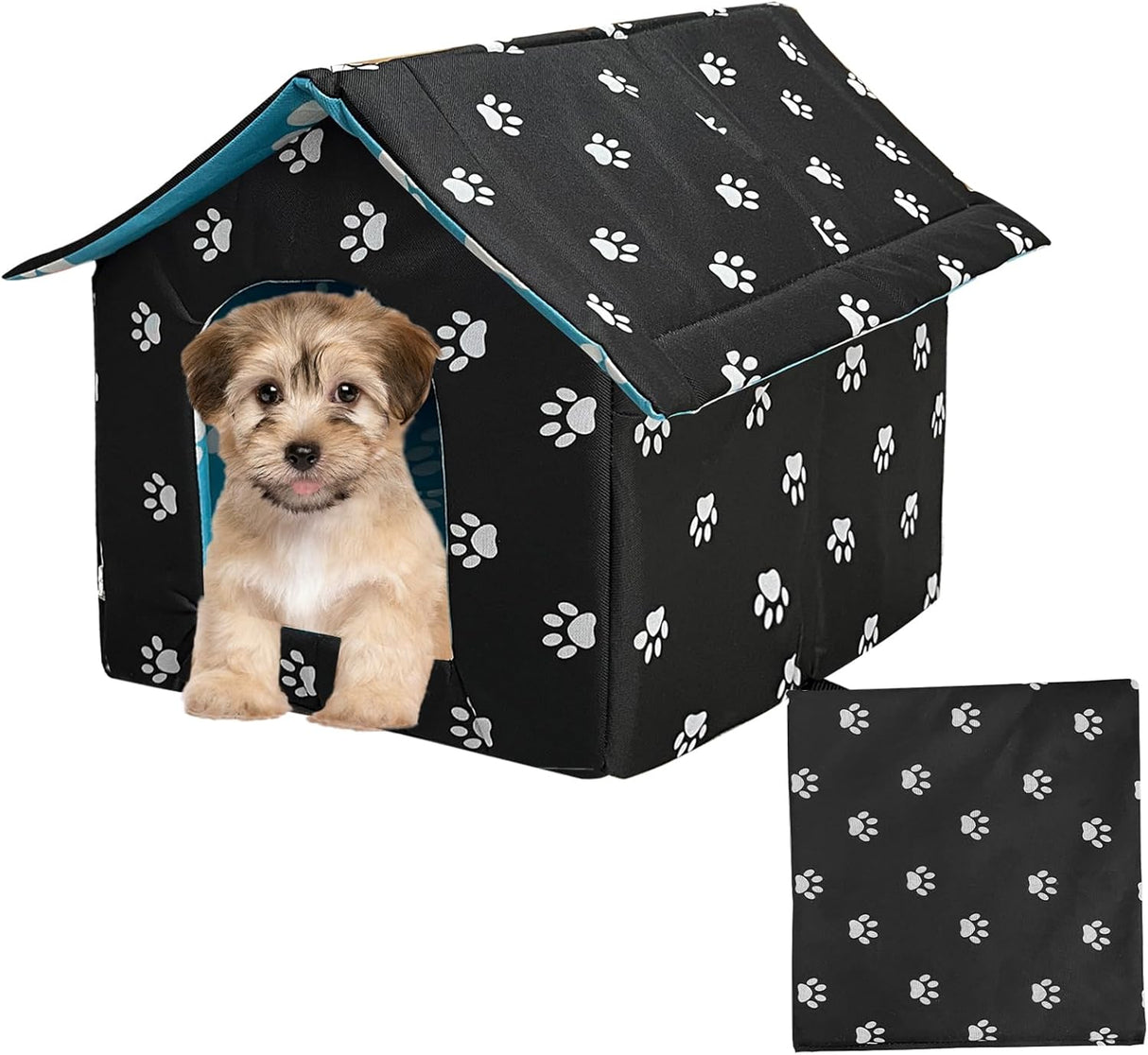 Casa para perros impermeable plegable con cojín, refugio fresco