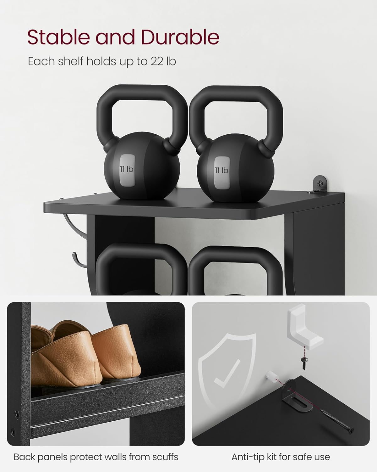 Estante Vertical de Zapatos VASAGLE, 7 Niveles, Negro