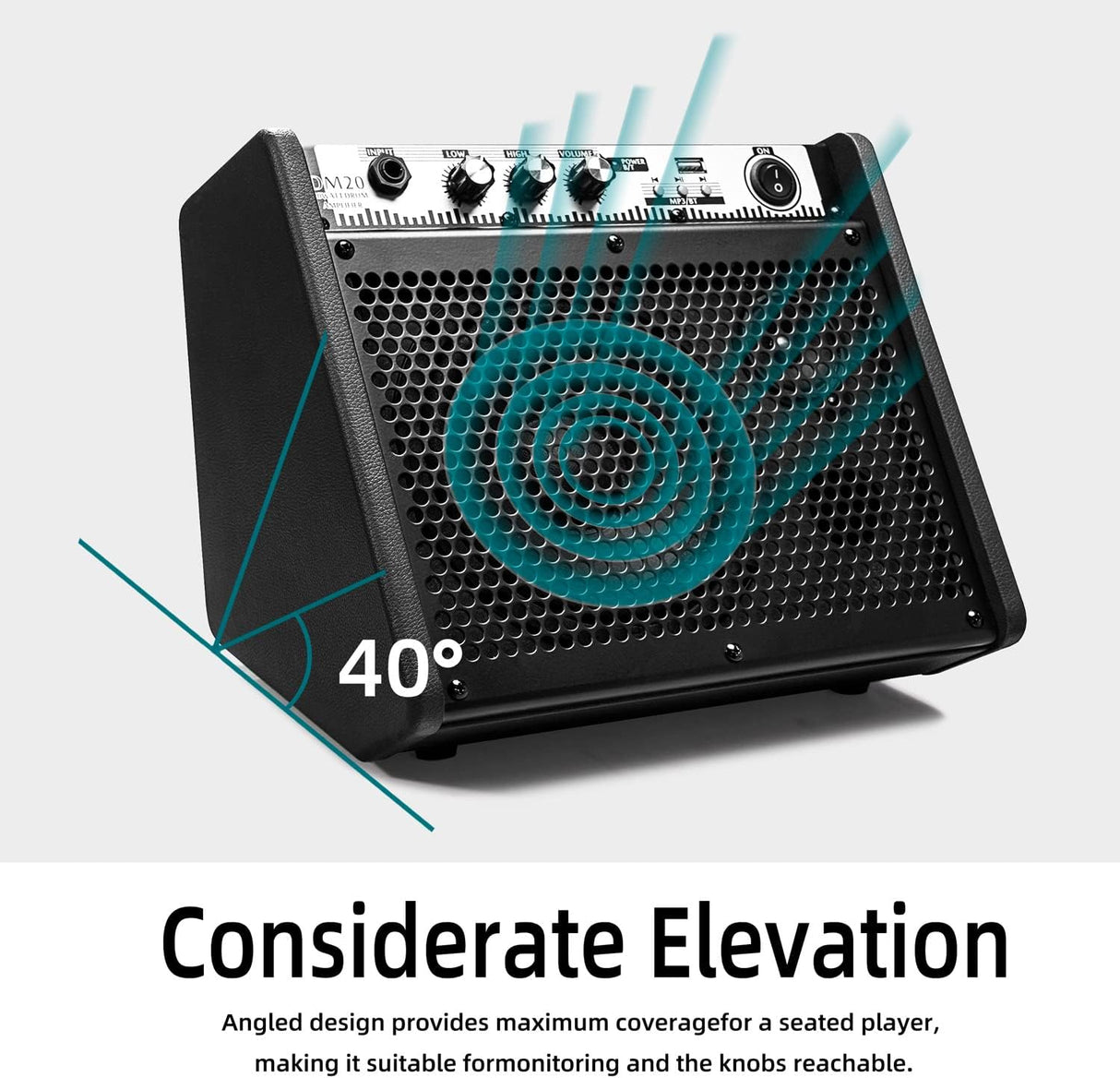 Amplificador Personal Bluetooth 20W con USB y Cable Antiruido