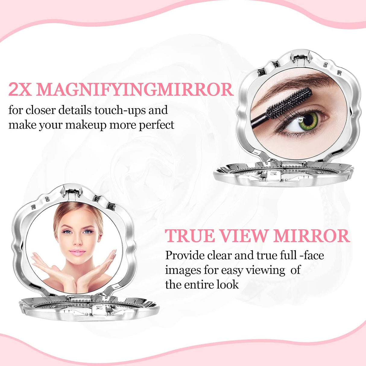 Espejos de Bolsillo Rosas para Recuerdos de Boda y Quinceañera