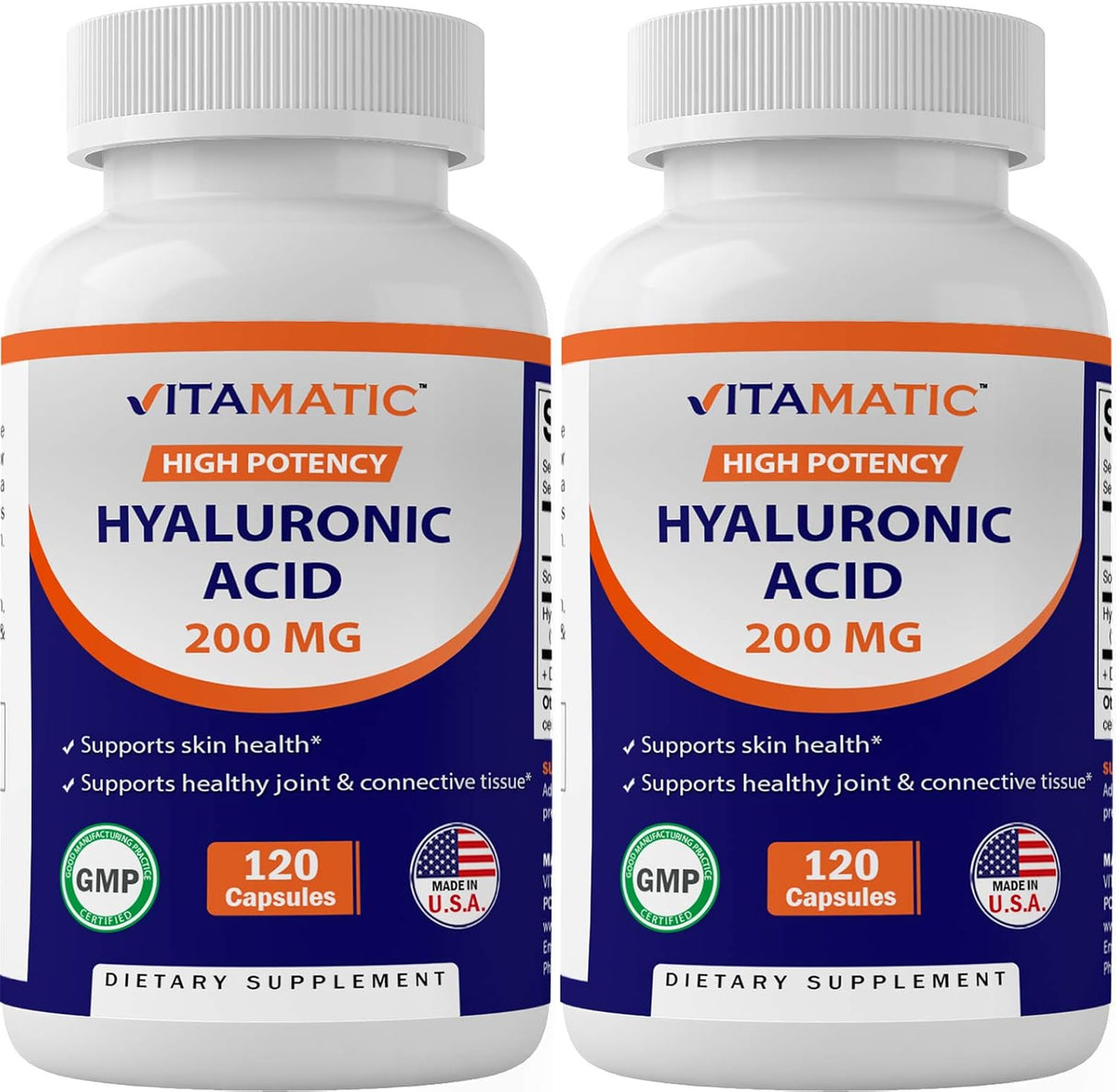 Paquete de 2 suplementos de ácido hialurónico Vitamatic