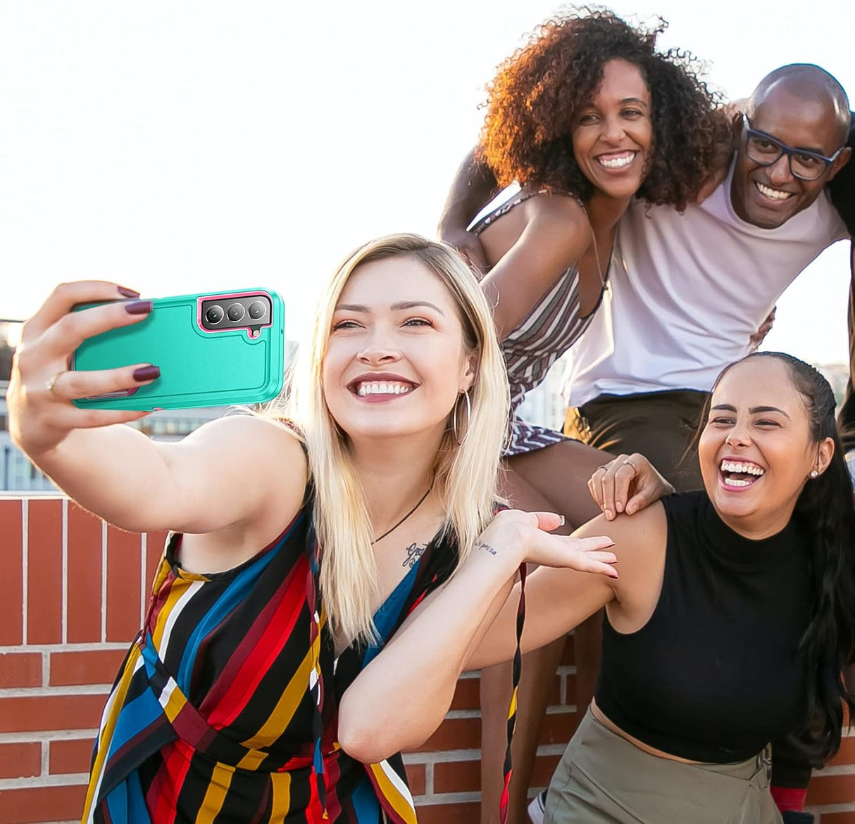 BaHaHoues Funda para Samsung Galaxy S22, Samsung S22 con soporte integrado, a prueba de golpes, polvo y caídas, de grado militar, funda protectora para Galaxy S22 5G de 6.1 pulgadas (azul aguamarina/rosa)