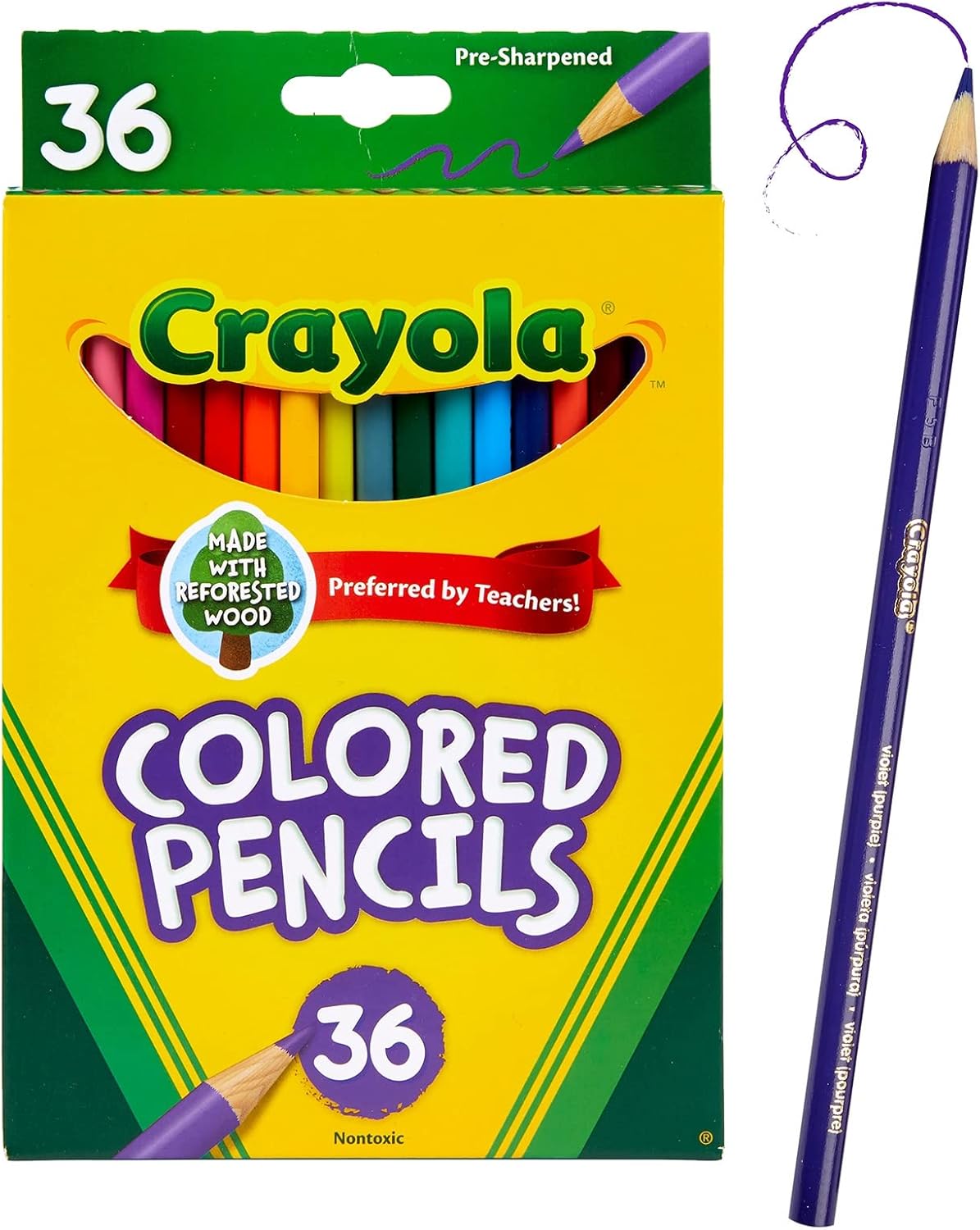 Crayola Juego de lápices de colores, suministros escolares, colores surtidos, 36 unidades, largo
