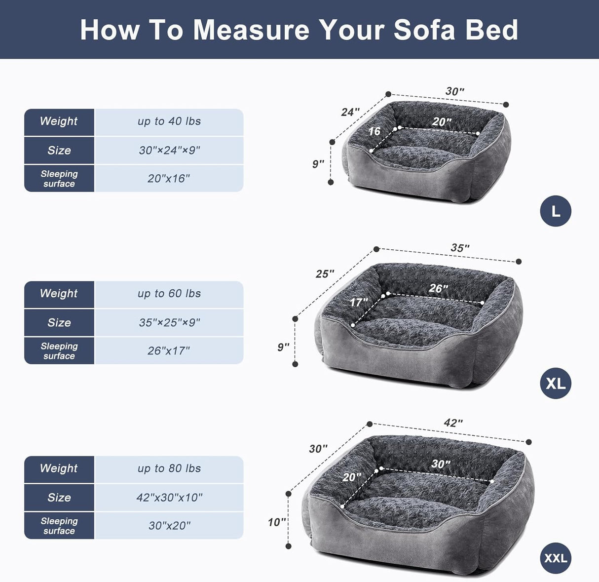 Cama para perros JOEJOY, suave, ortopédica y lavable, modelo