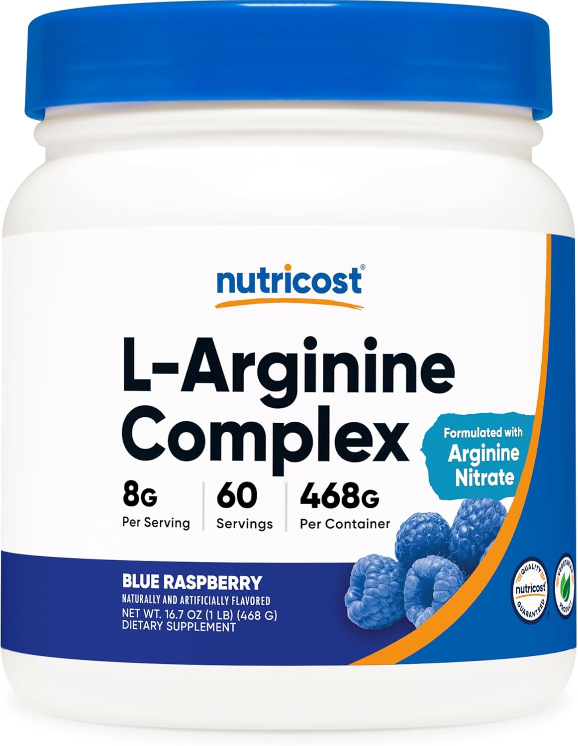 Complejo L-Arginina Nutricost - 60 Porciones, Sin Gluten, No GMO