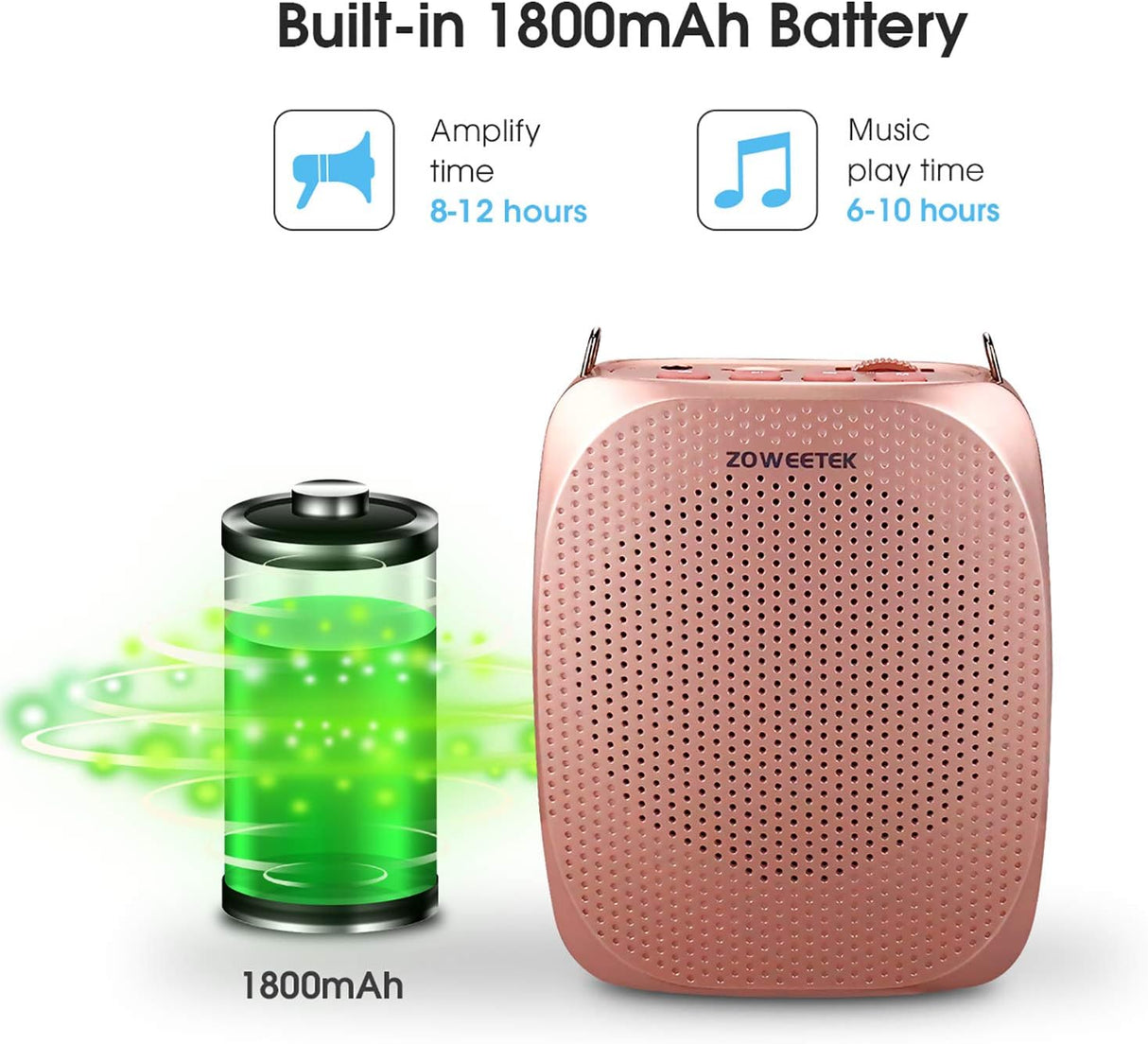 Amplificador de Voz Portátil para Profesores, 12 hrs, MP3