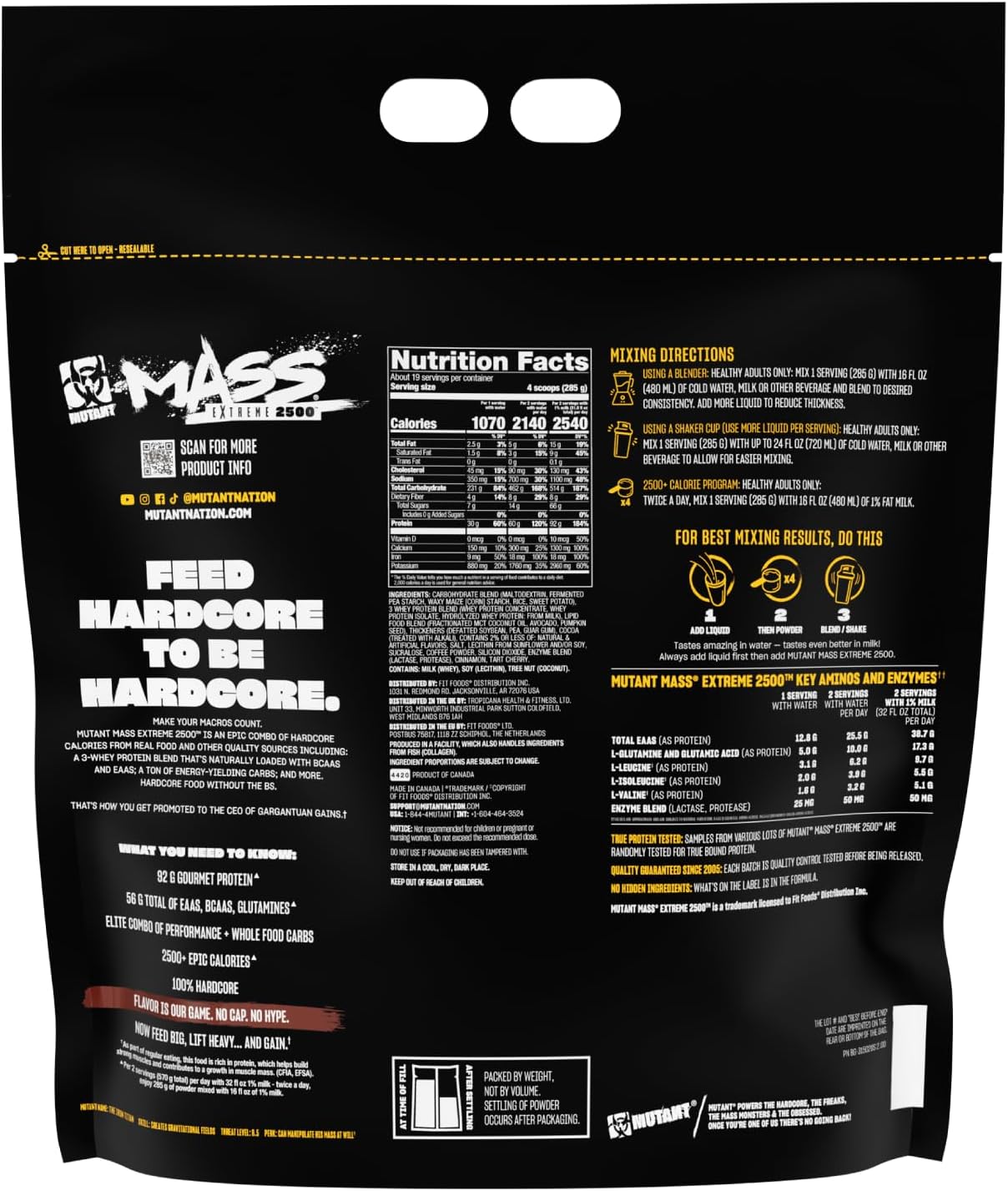 Mutant Mass Extreme Gainer – Proteína para ganar músculo 12 lbs