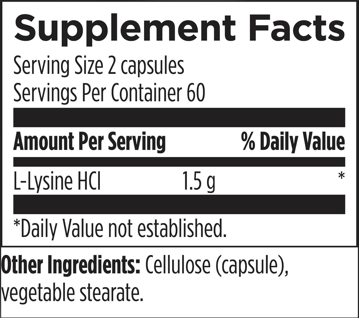 Suplemento L-Lisina HCL 1500mg - Designs for Health 120 Cápsulas