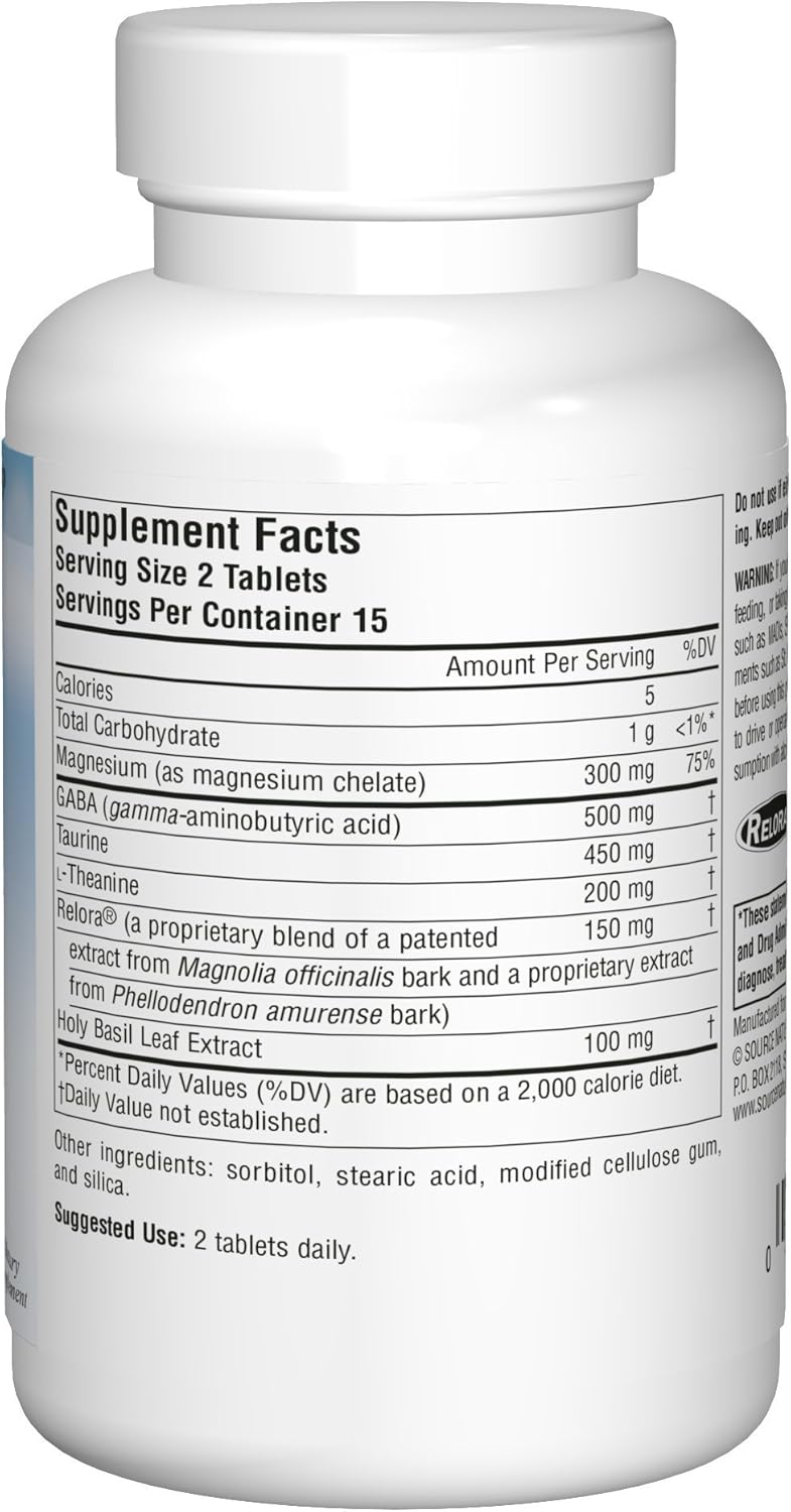 Suplemento Teanina serena con relora Source Naturals