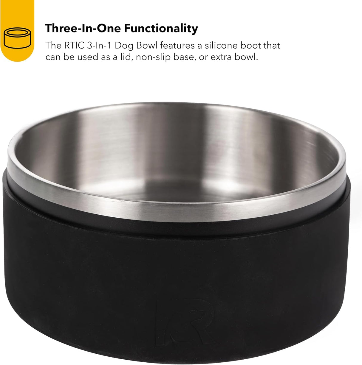 Bowl para perros RTIC, acero inoxidable, portátil y Negro