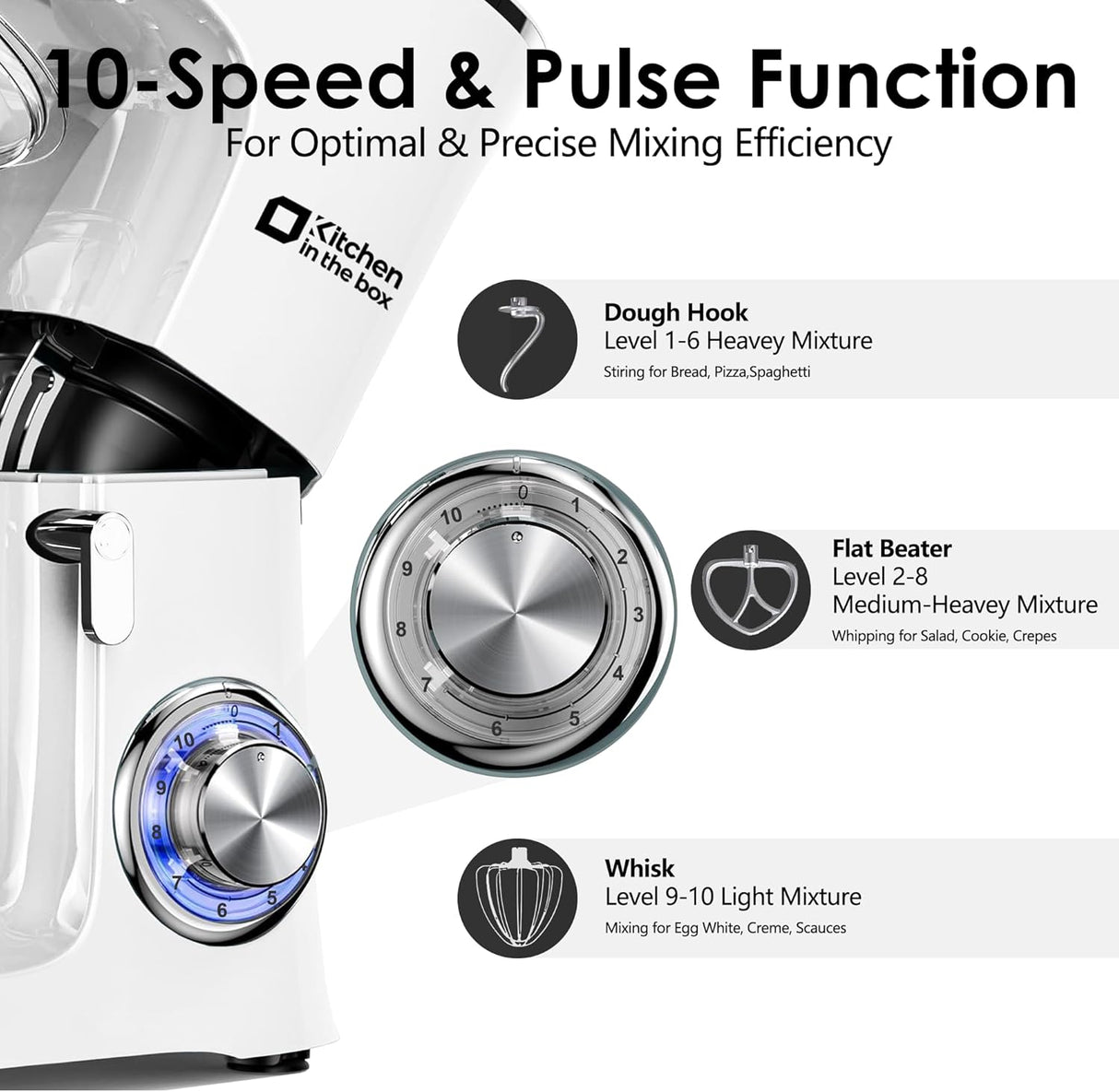 Batidora de Pie Kitchen in the Box 900W 8.5QT 10 Velocidades