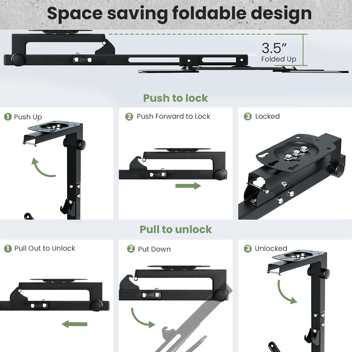 Soporte de TV de techo plegable, manual, ajustable, 23-55