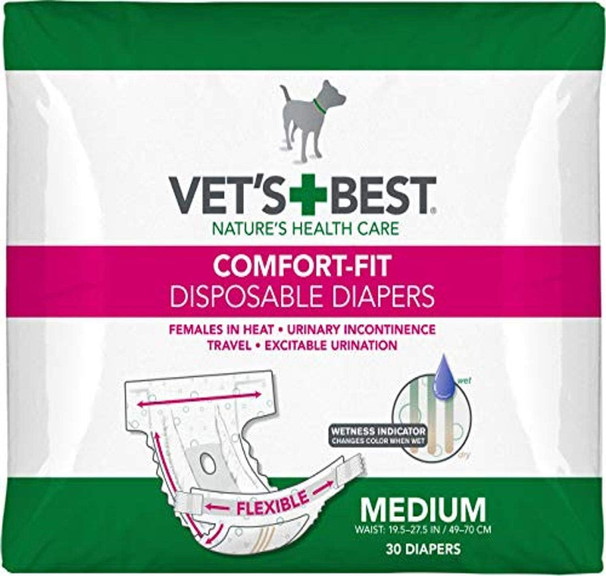 Vet's Best Comfort Fit - Pañales absorbentes con ajuste
