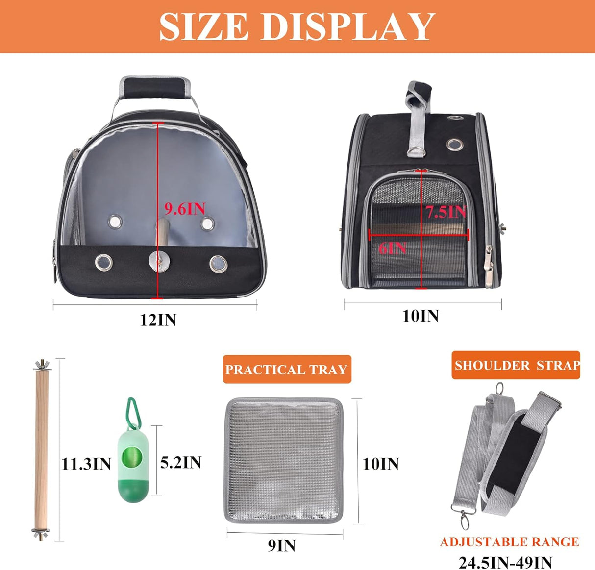 Jaula de viaje para pájaros con soporte negro