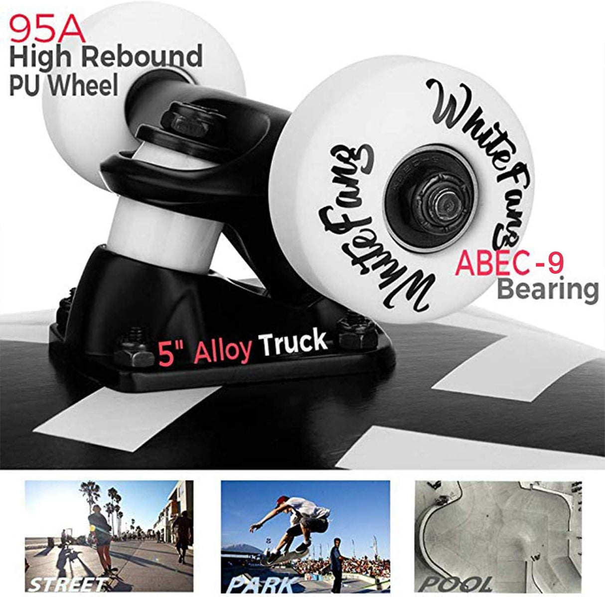 Patineta completa para principiantes, 7 capas de arce, 31 x 7.88