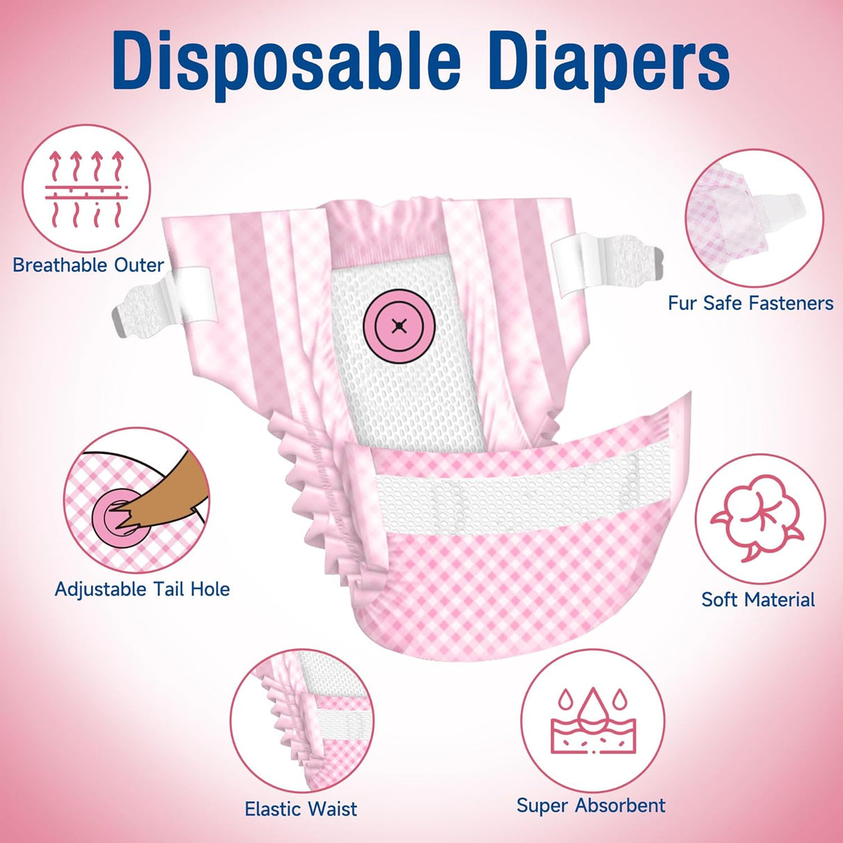 Pet Soft Pañales para perros femeninos –12 piezas (XS, rosa)