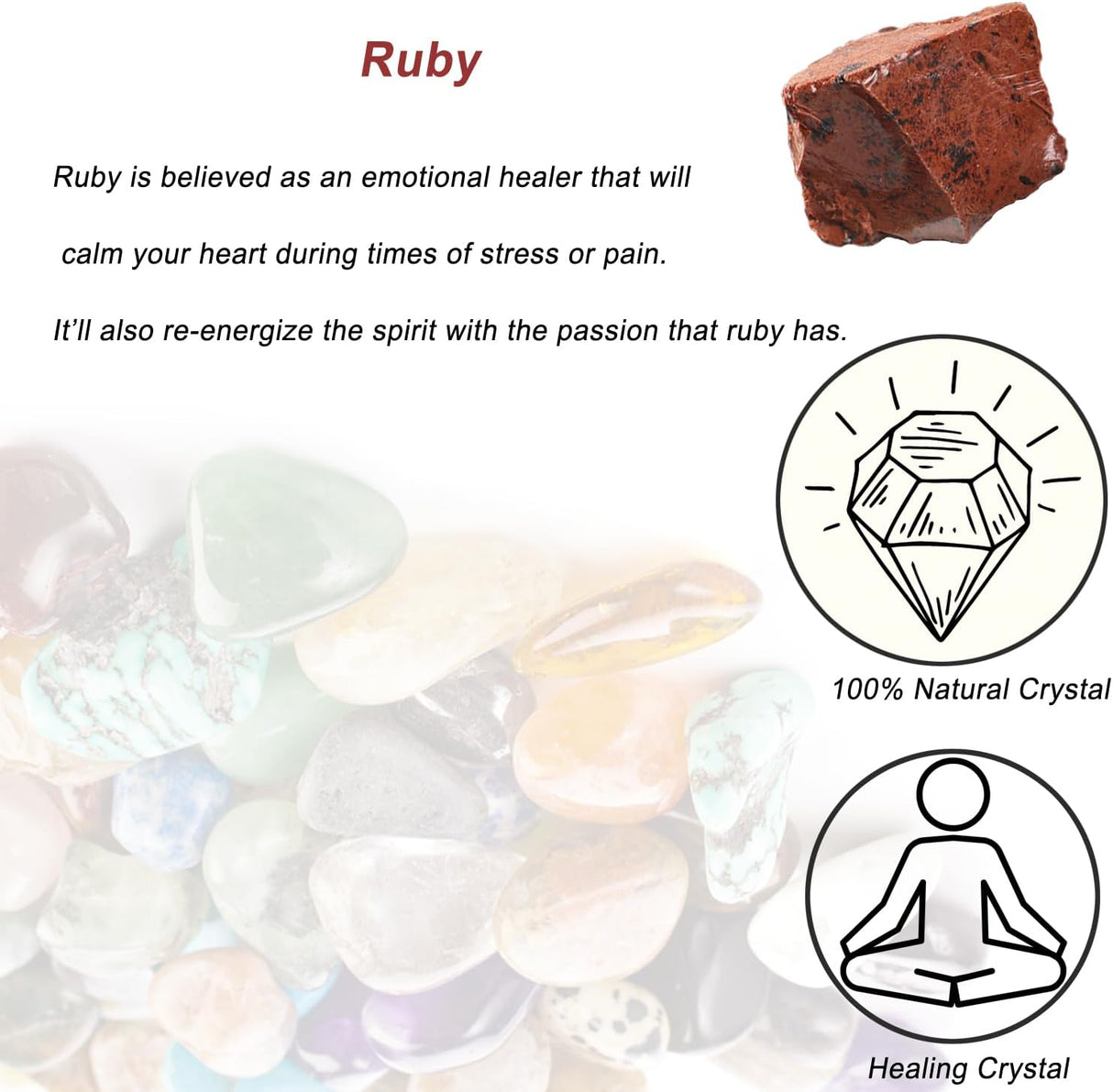 Cristales Naturales de Rubí para Sanación y Decoración