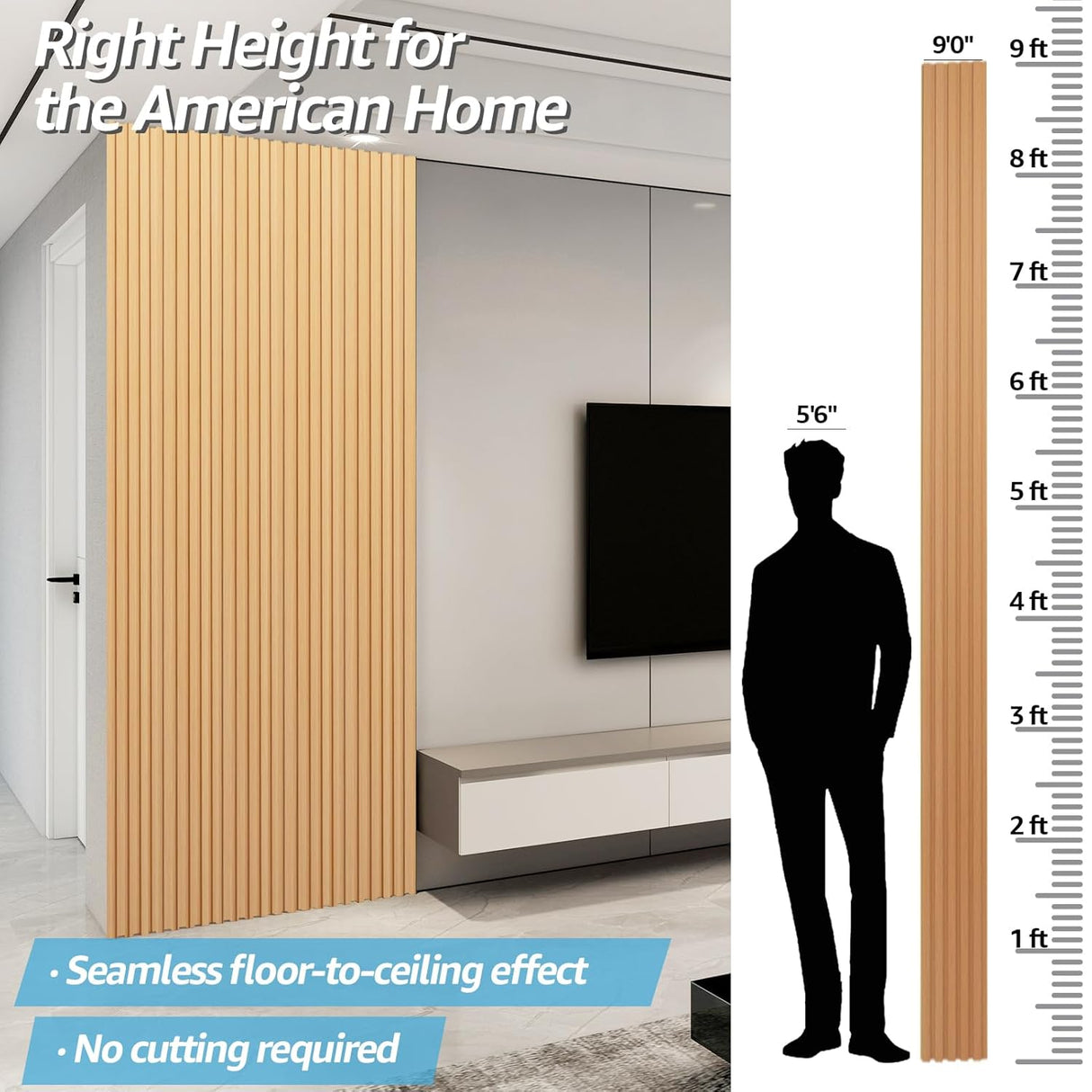 Paneles de Pared 3D Art3d, 8-Pack 108x6 Pulgadas, Decoración