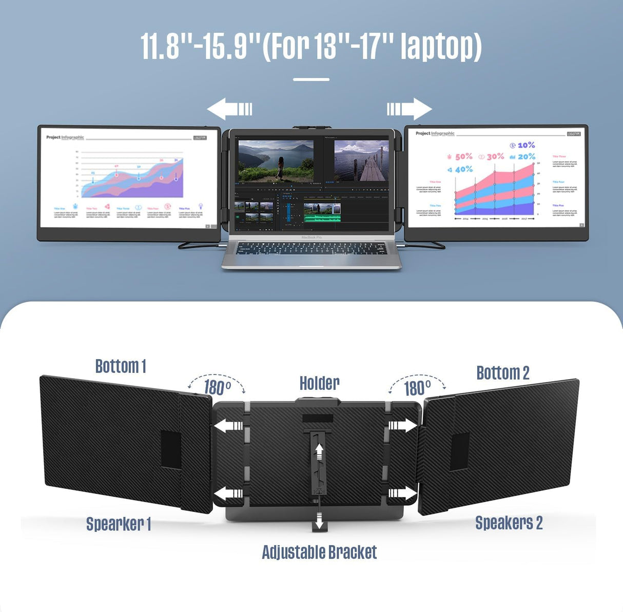 Extensor de Pantalla 14 FHD IPS, Monitor Portátil para Laptop