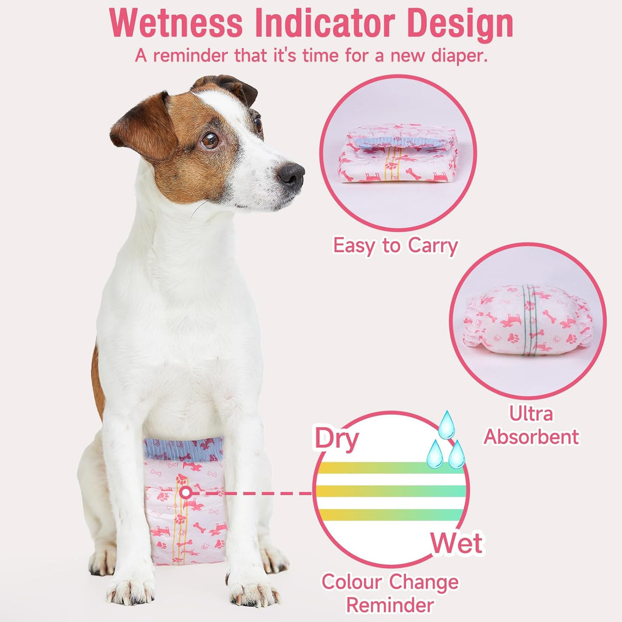 Pet Soft Pañales desechables, pañales para perras con agujero