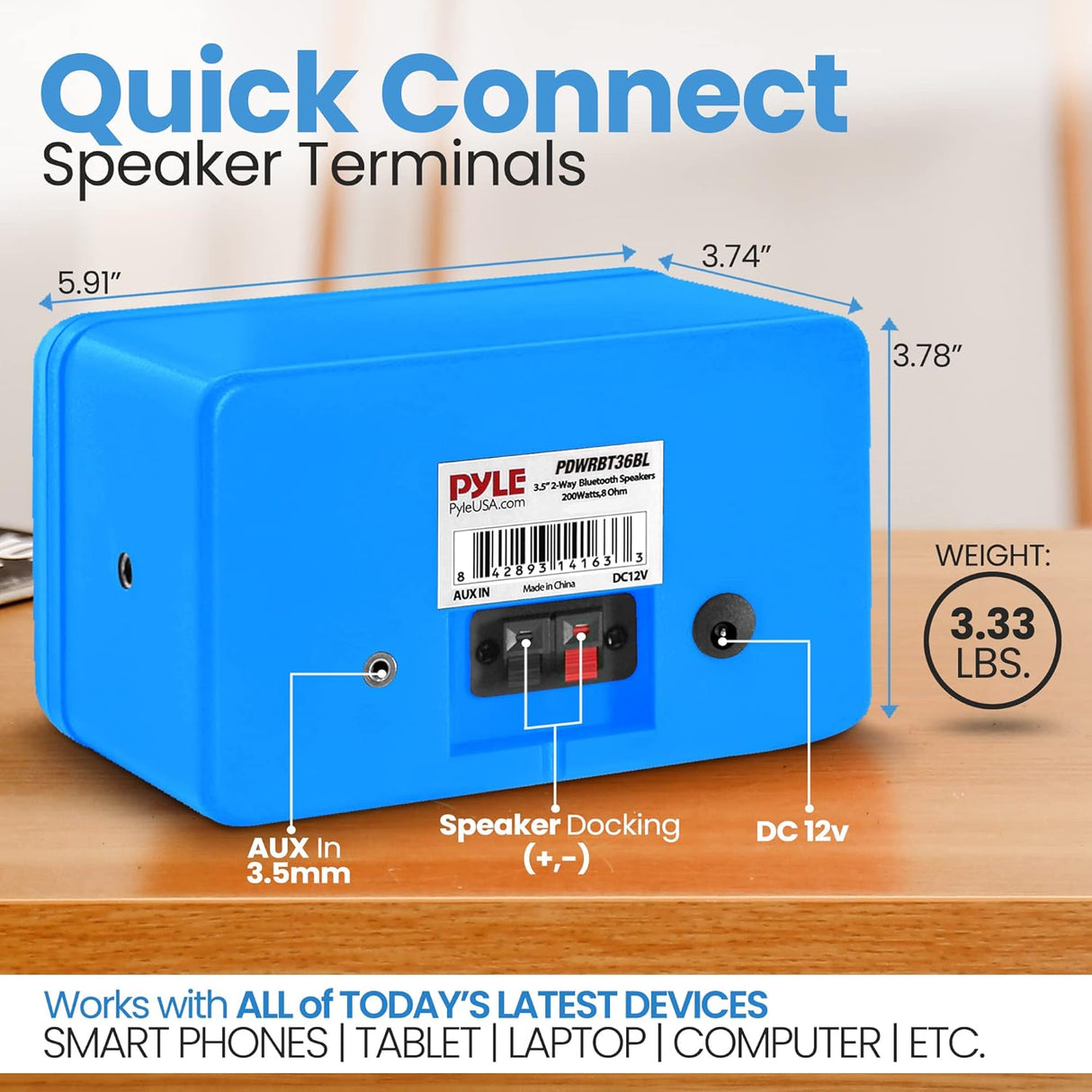 Parlante  de altavoces Bluetooth PYLE-HOME PDWRBT36BL 200 W