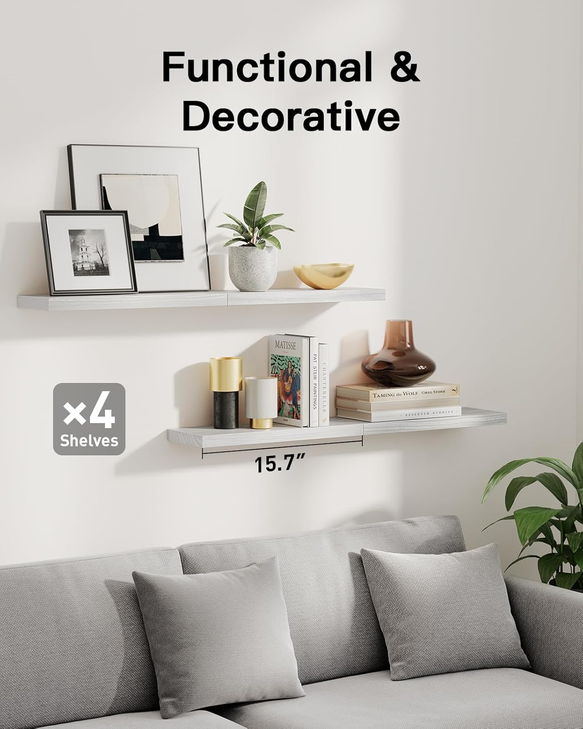 Estantes Flotantes de Madera, AMADA HOMEFURNISHING, Set 4, AMFS40W